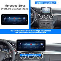 Écran Voiture Android 12.3 Pouces NTG 5.0 Classe C W205 TV Apple CarPlay Android Auto Stéréo Audio Lecteur DVD pour Mercedes Benz