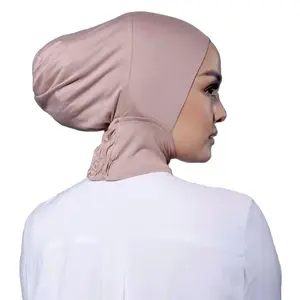 2022 Nieuwe Islamitische Moslim Innerlijke Hijab Stretchy Katoen Jersey Ruches Elastische Terug Underscarf Caps Volledige Nek Innerlijke Hijab Ninja