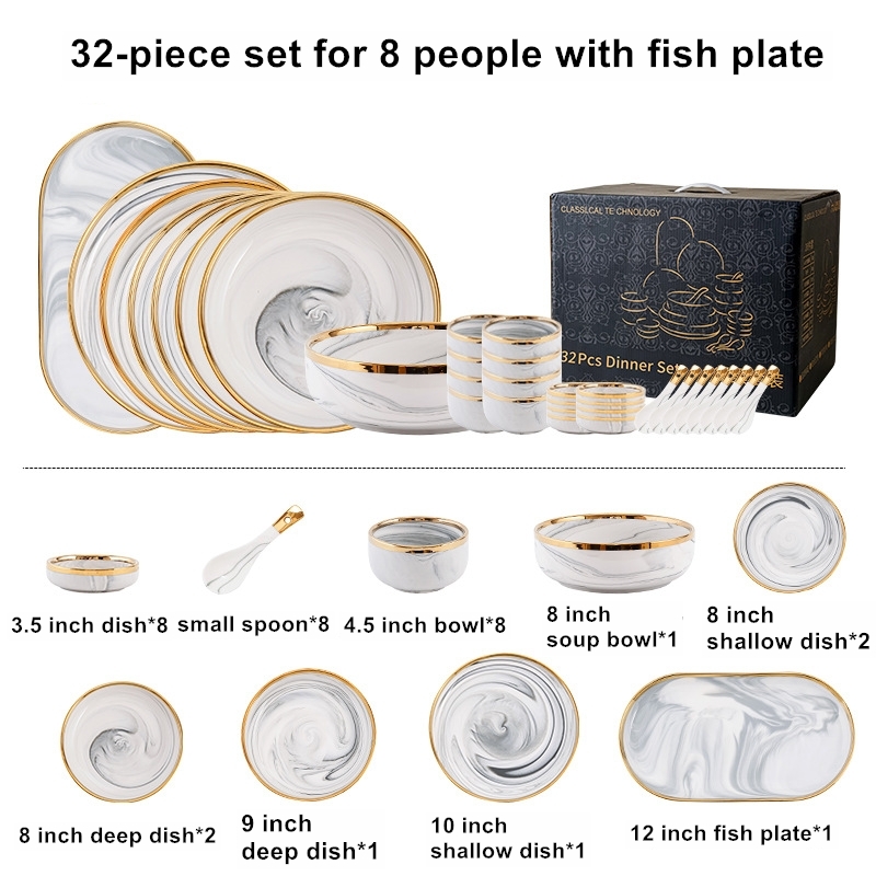 32-piece set for 8 pepole with fish dish