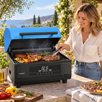 Barbecue à granulés portable avec contrôleur PID, cuisson à flamme directe, thermomètre à double sonde, fumoir extérieur pour la maison, la terrasse et le camping