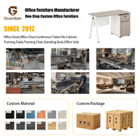 Bureau de travail avec armoire latérale, placage en bois de chêne clair, finition blanche, pieds en forme de A, mobilier de bureau à domicile, vente en gros directe d'usine