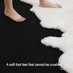 Tappeto Moderno Minimalista Fatto a Mano in Acrilico Bianco e Nero, Design Unico e <span class=keywords><strong>Texture</strong></span> Morbida, Tappeto Tuftato a Mano per Camera da Letto e Soggiorno - Product Image 5