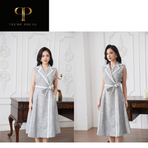 Robe imprimée évasée élégante à col haut pour femmes 100% coton A-Line Bodycon Top Tendance Bonne Absorption de la sueur Manteau Matériau de remplissage - Product Image 3