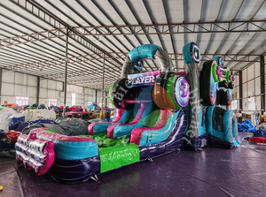 Castillo Inflable Comercial con Temática de <span class=keywords><strong>Videojuegos</strong></span>, con Tobogán y Pista de Obstáculos Inflable para Alquiler en Fiestas Infantiles - Product Image 4