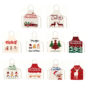 Tablier de cuisine en coton et lin, imprimé Noël, lavable, pour <span class=keywords><strong>chef</strong></span>, nettoyage, pâtisserie, cadeau de fêtes - Product Image 4