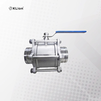 Vanne à boisseau sphérique manuelle OEM KLION RTS Q81F-16P 25P 3 PC en acier inoxydable 304 avec raccord à joint à trois volets (Tri-Clover) pour acides