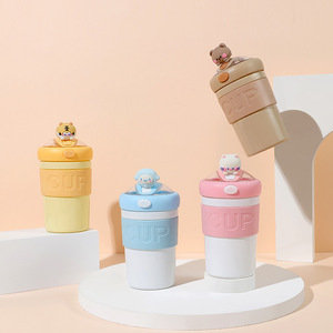 Seaygift Biểu Tượng Tùy Chỉnh 400Ml Phim Hoạt Hình Cốc Thủy Tinh Cốc Hai Lớp Dễ Thương Thỏ Gấu Cách Nhiệt Kid Glass Uống <span class=keywords><strong>Cup</strong></span> Với Rơm - Product Image 1