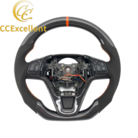 Volant en cuir et fibre de carbone véritable fait main CCExcellent pour CR-V 2007-2011, ajustement parfait à 100 %, accessoires personnalisables, amélioration