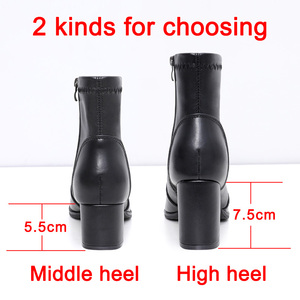 Tacco alto nero vera pelle scamosciata bianca moda nera <span class=keywords><strong>stivali</strong></span> in pelle di pelliccia sexy per donna <span class=keywords><strong>stivali</strong></span> da neve invernali da donna - Product Image 4