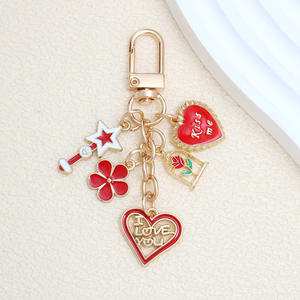 Nouveau goutte à goutte huile <span class=keywords><strong>rouge</strong></span> saint valentin baguette magique amour Rose fleur de cerisier porte-clés créatif mignon pendentif - Product Image 5