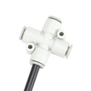 Qingze Pneumatic <b>Quick</b> Connect Cross Four Way <b>Connector</b> KQ2TW04 06 08 10 12 00 Plastic Multi Way Fitting - Product Image 2