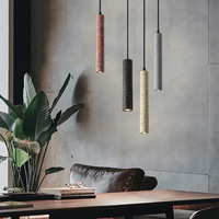 Lustre de plafond LED minimaliste de luxe nordique avec abat-jour en pierre, hauteur réglable, longue suspension, intensité variable, pour villa et escalier