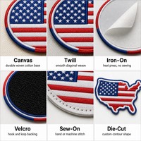 Patch rond drapeau américain 3D en chenille brodé avec bordure Merrow thermocollant pour chapeaux, uniformes, bagages et sacs avec badge personnalisé alphabet