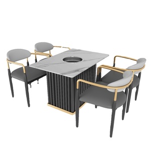 Thương mại Rock tấm lẩu bàn ghế đá cẩm thạch hàng đầu tích hợp cảm ứng Nồi Nướng Giá cho nhà hàng thịt nướng chuỗi - Product Image 5