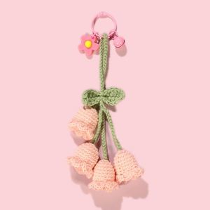 Porte-clés Bohème Fait Main en Laine au Crochet, Breloque de Sac, Pendentif, Accessoire pour Femme et Fille, Motif Fleur en Peluche Tressée, Style Carillon Éolien - Product Image 2