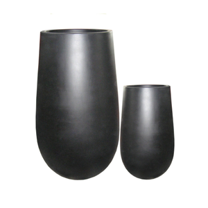 Meilleur prix Ensemble de 2 pièces de jardinières en fibre de verre de forme ronde Décor de balcon de style ciment du Vietnam pour la maison, le jardin et le balcon - Product Image 2