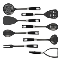 Ustensiles de cuisine, 9/8 pièces, en acier inoxydable, PVD noir en titane, ensemble d'ustensiles de cuisine, cuillère à fente, louche Spaghetti
