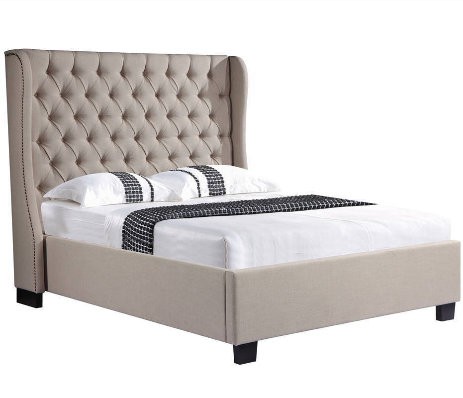 Fashion Design Fabric Wood Modern Upholstered King Size metal Beds