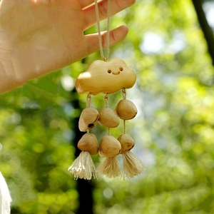 Wholesale Hand Carved Wood Cloud Natural Fruit Shell Wind Chime For Hanging <b>Ornament</b> <b>Car</b> Charm Home Decoration Gift - Product Image 2