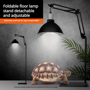 Support <span class=keywords><strong>de</strong></span> bronzage pour reptiles, trois niveaux réglables, peut accueillir deux abat-jour, lampadaire à <span class=keywords><strong>double</strong></span> poteau, construction en fer durable - Product Image 2