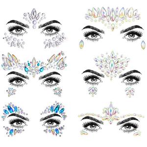 Foglio adesivo cosmetico <span class=keywords><strong>di</strong></span> lusso adesivo per gioielli con strass sulla fronte tatuaggio pittura per il viso arte glitter moda <span class=keywords><strong>tatuaggi</strong></span> con gemme <span class=keywords><strong>di</strong></span> cristallo