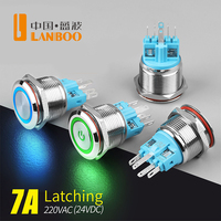 LANBOO Micro-interrupteur à capacité de courant élevé (10A) Interrupteur à bouton en métal économique IP65/IK10 Niveau de protection LED 1NO1NC 250VAC