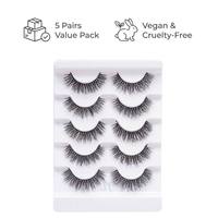 Faux cils 3D en cheveux synthétiques, 5 paires, effet volumineux et éventailé, croisés, faits à la main, réutilisables, sans cruauté animale