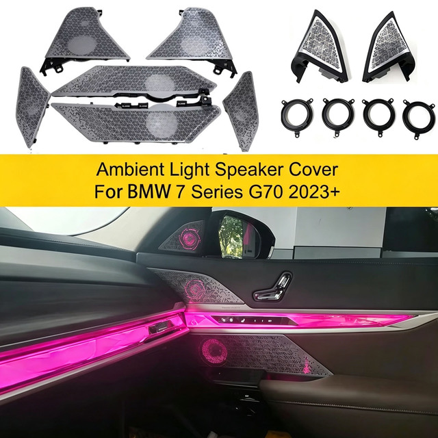 Interior Upgrade Car LED Ambient Light Speaker Cover Kit for 7 Series G70 2023-2024 Decorative Atmosphere Lamp Multi Color RGB