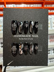 Black Cat-eye Flower 10PCs <span class=keywords><strong>Uñas</strong></span> acrílicas hechas a mano Venta al por mayor <span class=keywords><strong>Uñas</strong></span> postizas Diseñador <span class=keywords><strong>de</strong></span> estilo francés Prensa en las <span class=keywords><strong>uñas</strong></span> - Product Image 4