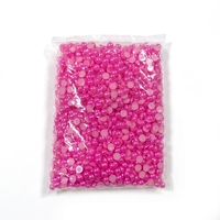 Perles plates rose vif, perles ABS demi-rondes fuchsia pour la décoration de coques de téléphone DIY, style Barbiecore