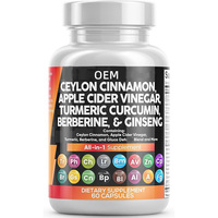 Complément alimentaire en comprimés Tk Explosive Drunken Eggplant Capsule Ceylon Cinnamon Apple Cider Vinegar Turmeric Curcumin Berberine - 60 comprimés