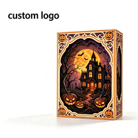 Boîte à bonbons d'Halloween en papier recyclable portable, découpée et ajourée, motif diable personnalisé, boîte cadeau rectangulaire pour les fêtes