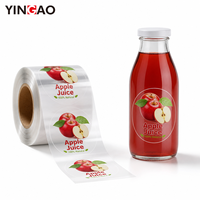 Étiquette autocollante personnalisée, imperméable, résistante au froid, avec n'importe quel logo, pour l'emballage de jus de fruits et de boissons