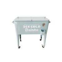 Camping extérieur Ice Cool Cart Metal Rolling Cooler Ice Beer Boissons Coffre à boissons avec roues