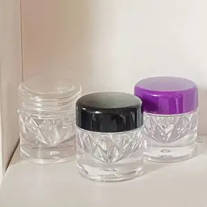 Frasco de plástico de alta gama para polvo, dispensador de purpurina, frasco vacío de crema pequeño con Cubierta dorada transparente, 3g