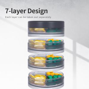 <span class=keywords><strong>Pharmacie</strong></span> circulaire personnalisée ronde maison 7 jours par semaine quotidien intelligent médecine stockage organisateur bouteille distributeur de pilules boîte pour personnes âgées - Product Image 3