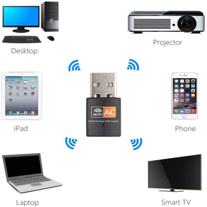 Mini adaptateur <span class=keywords><strong>WiFi</strong></span> USB sans fil 600 Mbps 802.11ac double bande pour Smart TV, projecteur, ordinateur portable - Product Image 4