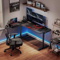 Bureau de jeu en acier au carbone AJUNION, design en forme de L, grande surface de jeu avec support intégré pour multiprise