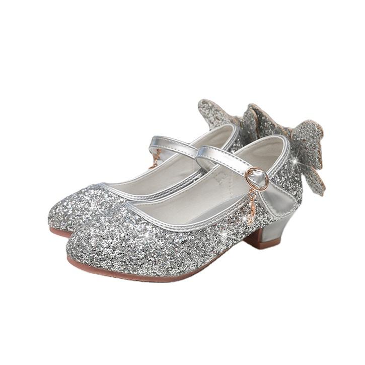 Children Girls Princess High Heel Shoes Girls' Sandals Dress Shoes Flower  Girl Shoes White Formal Footwear