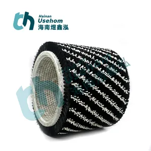 Usehom Industrial Polishing Nylon And Rubber Mixed Bristle Roller Brush Industrial Roller Cleaning Vegetable Fruit Brush