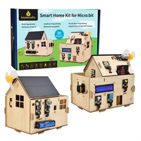 Kit Starter Rumah Pintar BSC Keyestudio Microbit Otomatisasi Proyek DIY Rumah Kayu Program Anak-Anak Panel Energi Surya