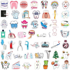 50-teiliges Großhandelspaket PVC Cartoon Zahnarzt Aufkleber Wasserdicht Graffiti-Stil für Kreative Bullet Journals Wasserfest - Product Image 5