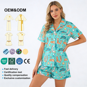 <span class=keywords><strong>Pijamas</strong></span> de Verano para Mujer Baifei, Personalizadas con Estampado Digital, de Bambú, Conjunto de 2 Piezas, Súper Suaves, de Secado Rápido y Transpirables - Product Image 1