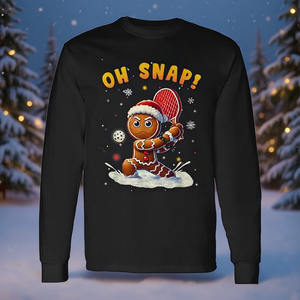 Oh Snap Gingerbreadman Christmas Pickleball T-shirt a maniche lunghe - Product Image 4