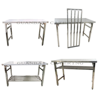 Table pliante industrielle en acier inoxydable 201/304 résistante à la corrosion avec une capacité de charge de 200 kg pour une utilisation domestique, en plein air et en camping