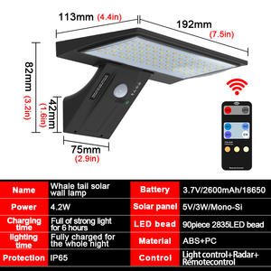 Đèn tường năng lượng mặt trời LED cảm ứng thông minh IP65 Cảm biến chuyển động chống nước Pin Li-ion Đèn sân vườn ngoài trời Không dùng điện - Product Image 3