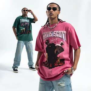 T-shirt Oversize da Uomo Personalizzata di Alta Qualità in Cotone Pesante 260gsm Rosa Stile Vintage Streetwear - Product Image 2