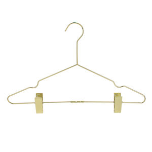 Deluxue gold rose gold metal wire clothes hanger for pants with clips