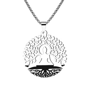 Collar con Colgante de Árbol de la Vida y Buda en Cadena de Acero Inoxidable, Joyería Budista Espiritual de Yoga para Hombres y Mujeres - Product Image 6