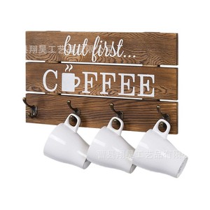 Étagère murale en bois pour cuisine, porte-tasses à café et thé, porte-clés, rectangulaire, polyvalente - Product Image 3